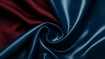 Fototapeta premium A photo of a shiny blue fabric texture against a silk background. The fabric has a smooth, shiny surface and is draped over a curved surface 