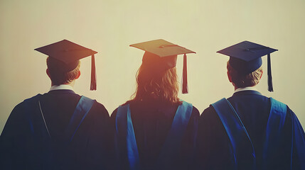 Graduates celebrate achievement together in caps and gowns