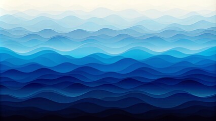 Fototapeta premium Abstract Gradient of Soothing Blue Hues in a Pattern of Wavy Layers