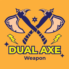 dual ax illustration vector design with two crossed axes in full color and simple style. suitable for logos, icons, posters, advertisements, banners, companies, t-shirt designs, stickers, websites.