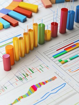 Representation of data analytics,charts, graphs and data driven insights emerging from a sea of information