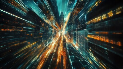 Obraz premium City Lights Speeding Through the Night