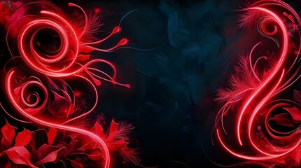abstract background neon red lines on black