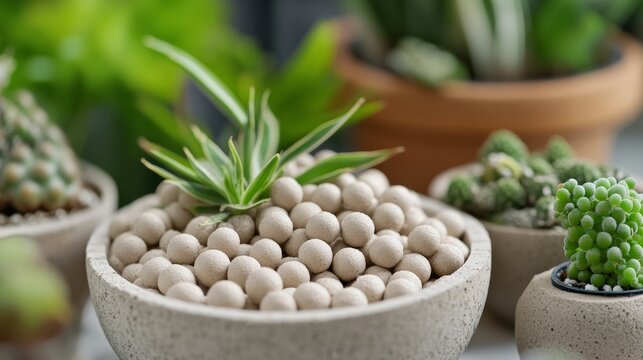 Lightweight expanded clay aggregate leca little balls of clay used in place of soil for houseplants as background
