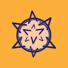 spiny ball illustration vector design in peach and blue colors in a simple style. suitable for logos, icons, posters, advertisements, banners, companies, t-shirt designs, stickers,&nbsp;websites.