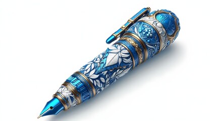 PNG Cap pen blue white background.