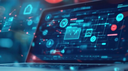 Modern Laptop Screen with Webinar Interface Display