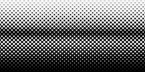 A monochromatic visual journey from large circles to tiny stars, with repeating patterns of contrasting shapes, creating a dynamic and engaging optical illusion.