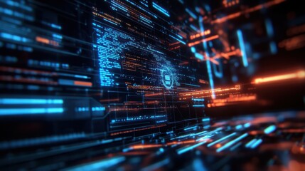 Obraz premium Digital Coding Interface on Desktop Screen