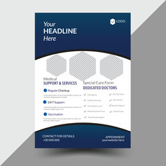 Corporate business flyer design and modern brochure design template with blue and black color combination.
