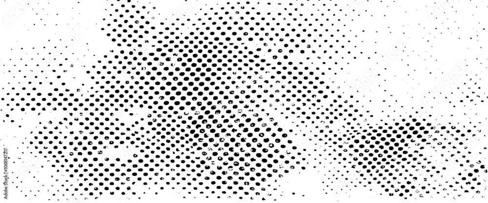 Poster vector grey halftone background with texture with black dots.