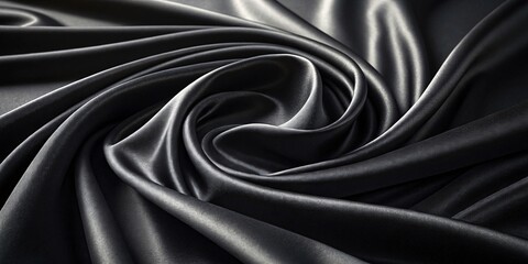 Obraz premium Dark Luxurious Fabric Black Satin with Fluid Curves V3