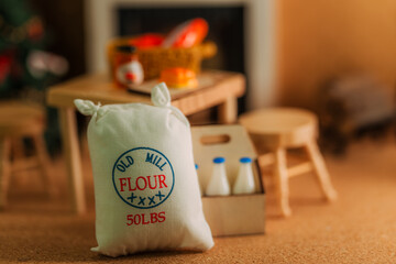 Flour Bag and Milk Bottles in a Cozy Indoor Scene