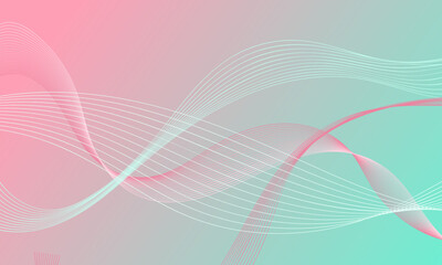 pink green blue smooth lines wave curves with soft gradient abstract background