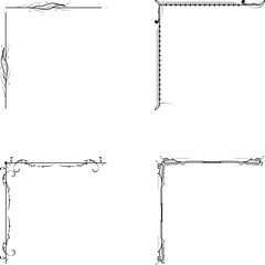 Set Hand Draw Of Corners Different Shapes Flower Decoration Vector Design Doodle Sketch Style For Wedding And Banner