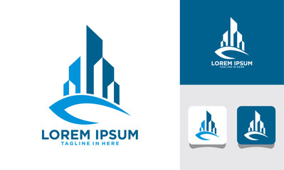 set of icons of buildings