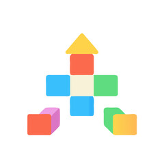 Obraz premium Colorful building blocks arranged in a playful structure on white