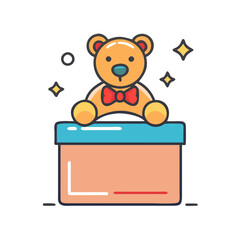 Fototapeta premium Teddy bear with bow tie on gift box illustration