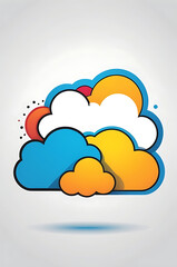 Fototapeta premium Minimalistic icon of a cloud symbol for storage and weather on white background.