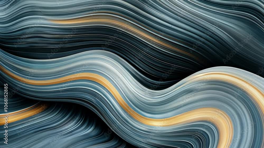 Poster abstract blue and gold waves create a mesmerizing pattern