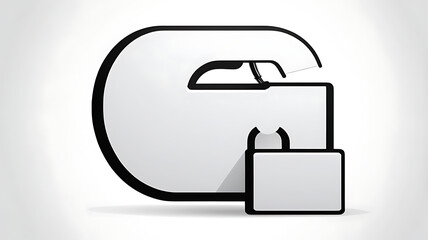 Obraz premium Minimalistic icon of a lock symbol logo for security and privacy on white background, concept logo icon