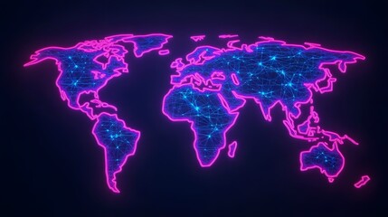 Neon World Map Connection