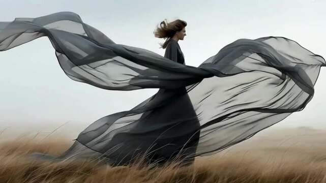a woman stand in a field 