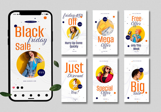 Black Friday Creative Social Media Story Template Pack for Engaging Layout