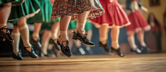 Irish Dancers in mid-air