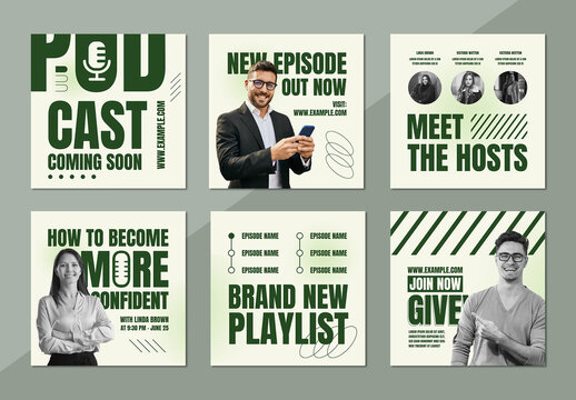 Modern Podcast Social Media Post Layout Template