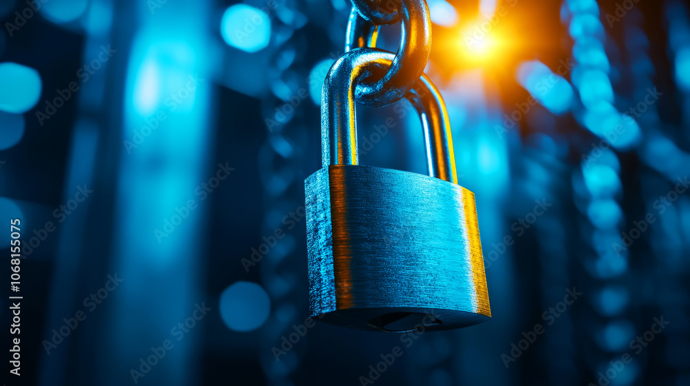Poster secure your data how a strong lock symbolizes protection in the digital age