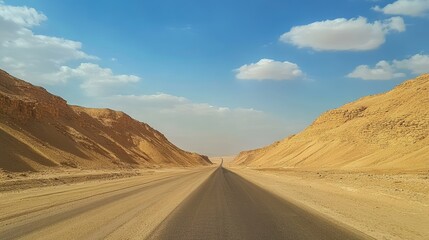 Naklejka premium Desert landscape simple the road from aswan to abu simbel the hills of the desert