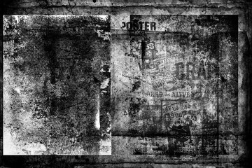 Fototapeta premium Abstract grunge lettering background. Monochrome abstract grunge black and white illustration 