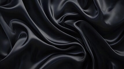 Fototapeta premium A close-up of luxurious black satin fabric, showcasing its smooth texture and elegant draping.