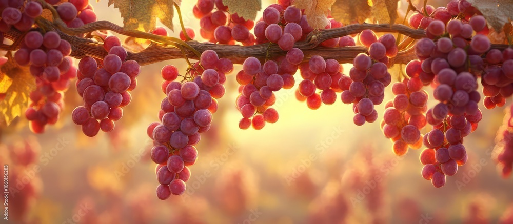 Poster Grapes on a Vine in the Sunset