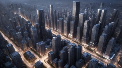 Arial view of Toronto financial district from the CN tower