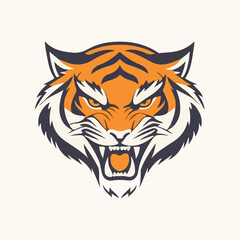 Tiger head mascot sports logo vector illustration on isolated white background