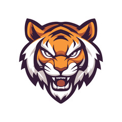 Tiger head mascot sports logo vector illustration on isolated white background