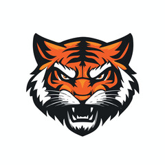 Tiger head mascot sports logo vector illustration on isolated white background
