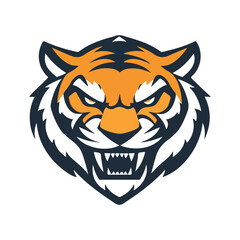 Tiger head mascot sports logo vector illustration on isolated white background