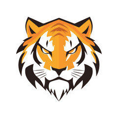 Tiger head mascot sports logo vector illustration on isolated white background