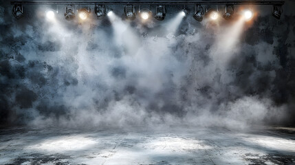 Illuminated stage with dramatic lighting effects