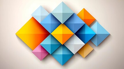 Vibrant geometric composition with colorful triangles and diamonds in a contemporary design aesthetic for modern art lovers