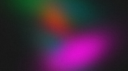 Abstract grainy color gradient background. Soft black dark purple orange blue color flow noisy gradient texture, vibrant glowing colors, bright, shine, smooth, website header design, poster, banner