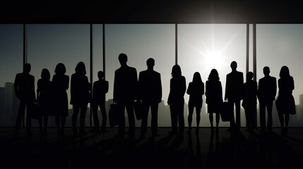 Business Team Silhouettes Against Cityscape