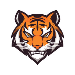 Tiger head mascot sports logo vector illustration on isolated white background