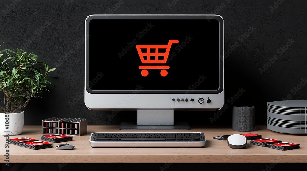 Poster exploring the intersection of e-commerce and technology a look into modern online shopping experienc