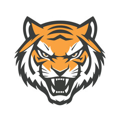 Tiger head mascot sports logo vector illustration on isolated white background