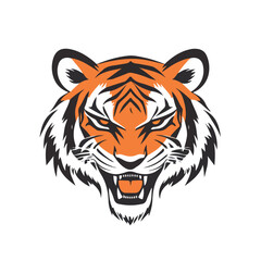 Tiger head mascot sports logo vector illustration on isolated white background