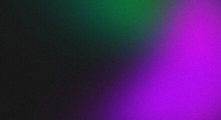 Abstract grainy color gradient background. Soft black dark purple blue green color flow noisy gradient texture, vibrant glowing colors, bright, shine, smooth, website header design, poster, banner
